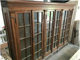 Antique Oak Wood Wall Cabinet,  6 