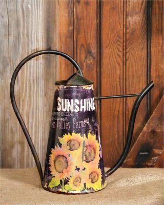 Primitive Aged`reproduction Large `sunflower Watering Can`