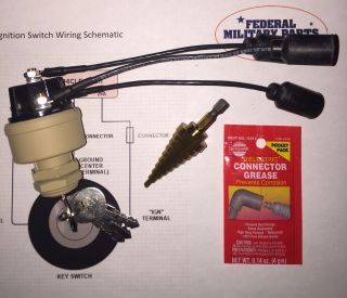 Install Kit,  Tan Humvee Keyed Ignition Switch M998 Hmmwv Plug & Play