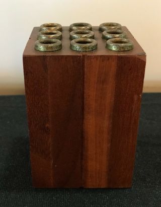 Scheibe Walnut Wood Brass Pen Pencil Holder Mid Century Modern MCM Danish 5