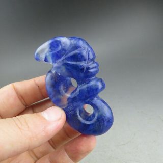 Chinese jade,  natural Blue crystal,  Hongshan culture,  Apollo,  pendant H0105 4