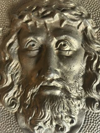 Antique Bronze Plaque Of Jesus With Greek Letters 2