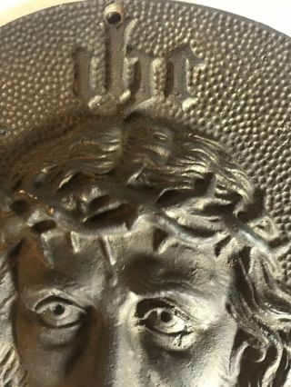 Antique Bronze Plaque Of Jesus With Greek Letters 3