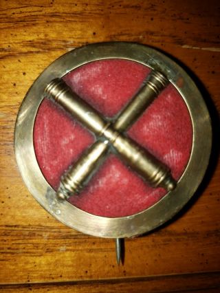 RARE CIVIL WAR ARTILLERY 1ST CORPS BADGE CROSSED CANNONS ALL GOLD TONE 4