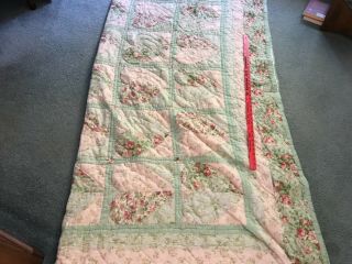 Antique Hearts & Roses Quilt,  84”x98”white Backing,  Very Good,  Handmade,  Rose Fabric