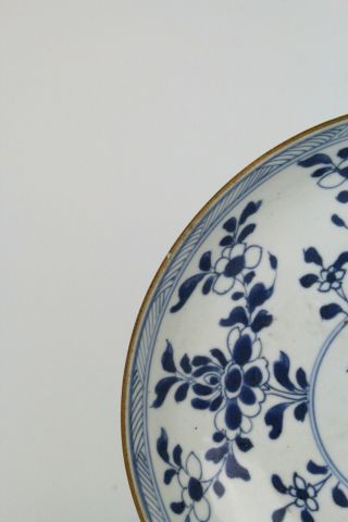 18th C Antique Chinese Blue White Porcelain Deep Plate Bowl Flowers E/0127 4