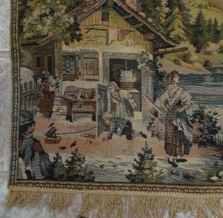 LARGE ANTIQUE VICTORIAN NEEDLEPOINT HANDMADE WALL HANGING SCENIC TAPESTRY 2