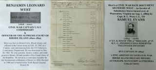 Civil War Captain Commissary Supreme Court Bristol Ri Officer Document Signed 63
