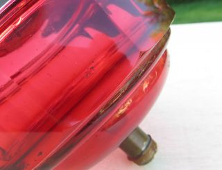 Cranberry Faceted Cut Glass Oil Lamp Font / Fount,  Duplex Screw Collar 5