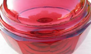 Cranberry Faceted Cut Glass Oil Lamp Font / Fount,  Duplex Screw Collar 8