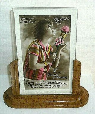 BAKELITE VINTAGE ART DECO PHOTO FRAME LIGHT DARK SANDY COLOUR NB,  BIRTHDAY CARD 2