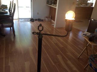 ANTIQUE FLOOR LAMP CAST IRON BASE AND BRASS 2