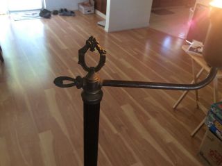 ANTIQUE FLOOR LAMP CAST IRON BASE AND BRASS 4
