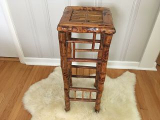 Vintage Bohemian Rattan Plant Stand/Side table/Tortoise Rattan/Bamboo/porch 2