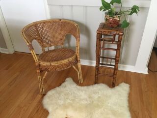 Vintage Bohemian Rattan Plant Stand/Side table/Tortoise Rattan/Bamboo/porch 4