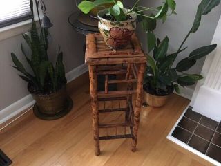 Vintage Bohemian Rattan Plant Stand/Side table/Tortoise Rattan/Bamboo/porch 6