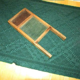 Vintage Antique Wood & Ribbed Glass Toy Washboard,  Child 
