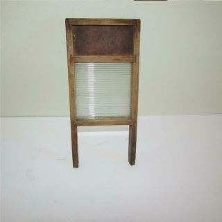 Vintage Antique Wood & Ribbed Glass Toy Washboard,  Child ' s Doll,  Salesman Sample 3