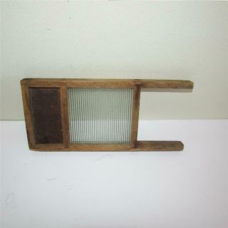 Vintage Antique Wood & Ribbed Glass Toy Washboard,  Child ' s Doll,  Salesman Sample 4