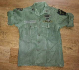 Us Army Vietnam 1969 Og - 107 Uniform Shirt Colonel 2nd Infantry Div Macv 15.  5x33