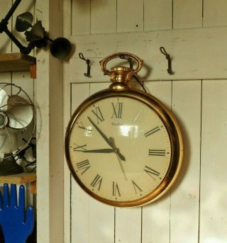 Vintage Wall Clock United Pocket Watch Vintage Mcm Brass Mid Century Electric