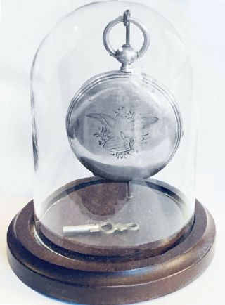 Antique Wm.  Ellery Waltham/awc Key - Wind,  Coin Silver Pocket Watch W/ Key & Dome