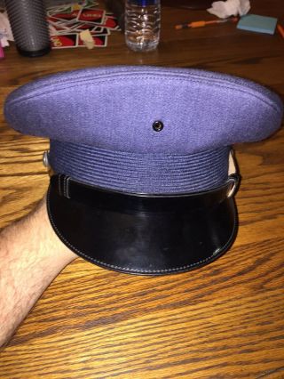 Vintage Blue Wool Us Air Force Officer Hat Lt.  Colonel Named Bancroft Cravenette