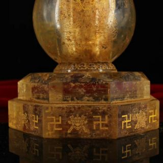 Antique Tibet temple crystal gilt Amitayus statue Stupas wenchang pagoda pot 4