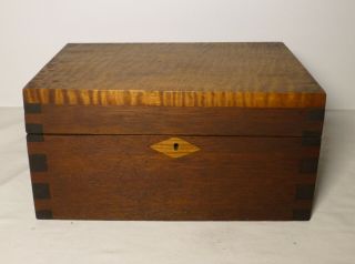 Antique Grain Painted Dove Tailed Wood Document Box 12 " X 9 " X 6 " X 3/4 " C.  1900