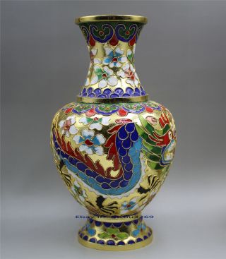 Collecting Chinese Cloisonne Handwork Carved Dragons And Phoenixes Vase