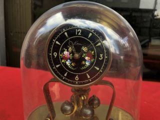 Kern Midget 400 Day Anniversary Clock Black Dial Floral Decoration 2
