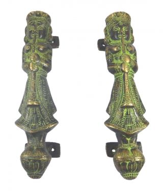 Welcome Pair Shape Vintage Antique Finish Handmade Brass Door Pull Handle Knob