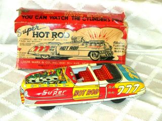 Vintage Marx Lumar - Hot Rod 777 - W Box - Japan - Battery Operated - Tin Toy - 11 "
