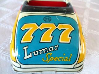 VINTAGE MARX LUMAR - HOT ROD 777 - W BOX - JAPAN - BATTERY OPERATED - TIN TOY - 11 