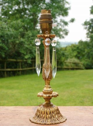 Gilt Brass & Crystal Table Lamp Vintage French Rococo Rewired
