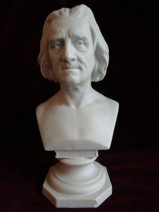 Vintage Composer Franz Liszt White Parian Ware Bisque Porcelain Bust Statue,  Kpm