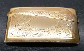 Antique 18ct Rolled Gold Business / Calling Card Case With Turquoise Cabochon.