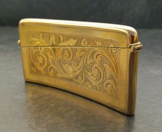 Antique 18ct Rolled Gold Business / Calling Card Case With Turquoise Cabochon. 5