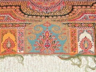 Antique Victorian Persian Woven Wool & Silk Paisley Piano/Ladies Shawl 6