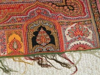 Antique Victorian Persian Woven Wool & Silk Paisley Piano/Ladies Shawl 8