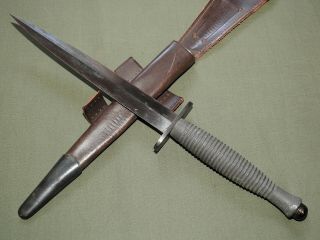 British Ww2 Commando Fairbairn - Sykes Fighting Knife W/ Scabbard Vtg Dagger Rare
