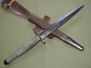 British WW2 COMMANDO FAIRBAIRN - SYKES FIGHTING KNIFE W/ SCABBARD Vtg Dagger RARE 6