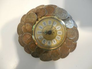 Vintage Windup Alarm Clock West Germany In Gruber Coin Clock Bezel