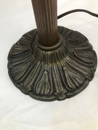 Antique 1920’s Cast Brass Desk Lamp Bell Shape Cased Emeralite Type Shade 4