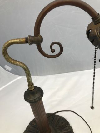 Antique 1920’s Cast Brass Desk Lamp Bell Shape Cased Emeralite Type Shade 6