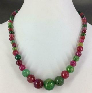 Chinese Old Jade Hand Engraving Green And Red Jade Necklace A01