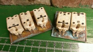 5 c.  1920,  GE push button light switches.  2&3 gang,  w/ copper plate covers. 2