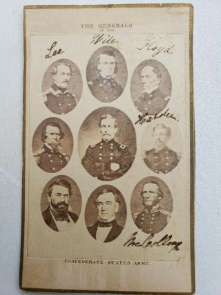 Civil War Cdv Photo The Generals Of The Confederate States Army