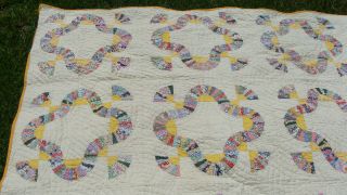 1920s cotton patchwork all hand quilted quilt,  75 
