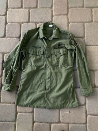Named Vietnam Og - 107 Sateen Green Uniform Shirt Special Forces Airborne Ranger
